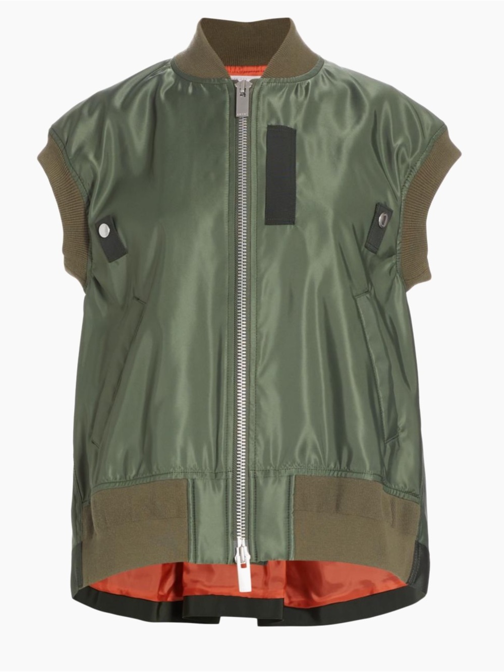 Sacai MA-1 Nylon Bomber Vest Olive Green Size 2